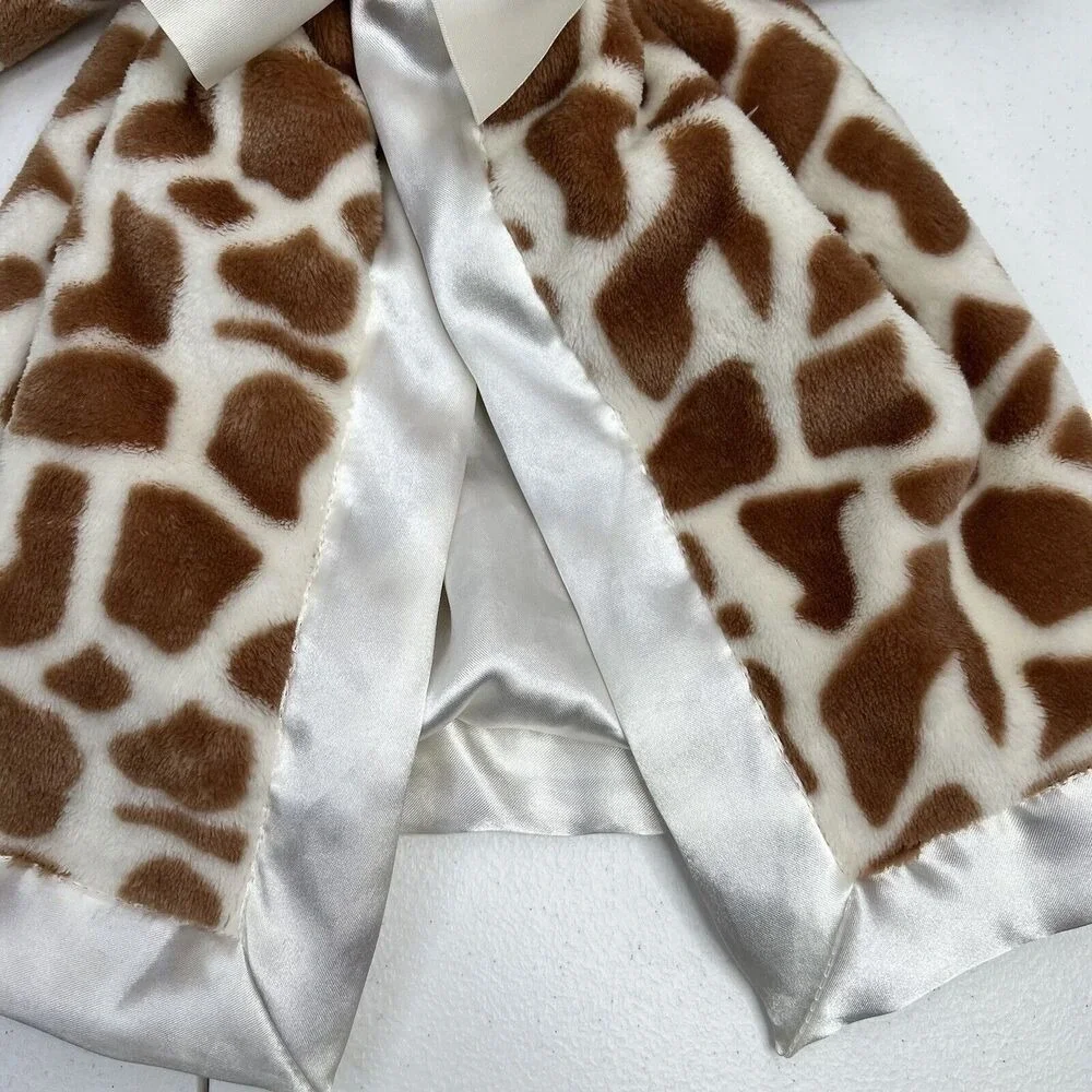 Bearington Baby Lovey Brown and White Giraffe Satin Lined Security Blankie 16 in